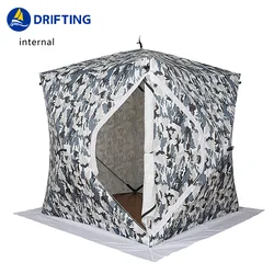 Outdoor camping Double layer plus cotton thickening cold snow Quickly open camouflage Winter Ice fishing tent