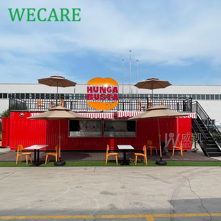 WECARE China Made Portable Container Kiosk Fast Food Restaurant Prefabricated Shipping Container Kitchen Retail Shop Coffee Bar