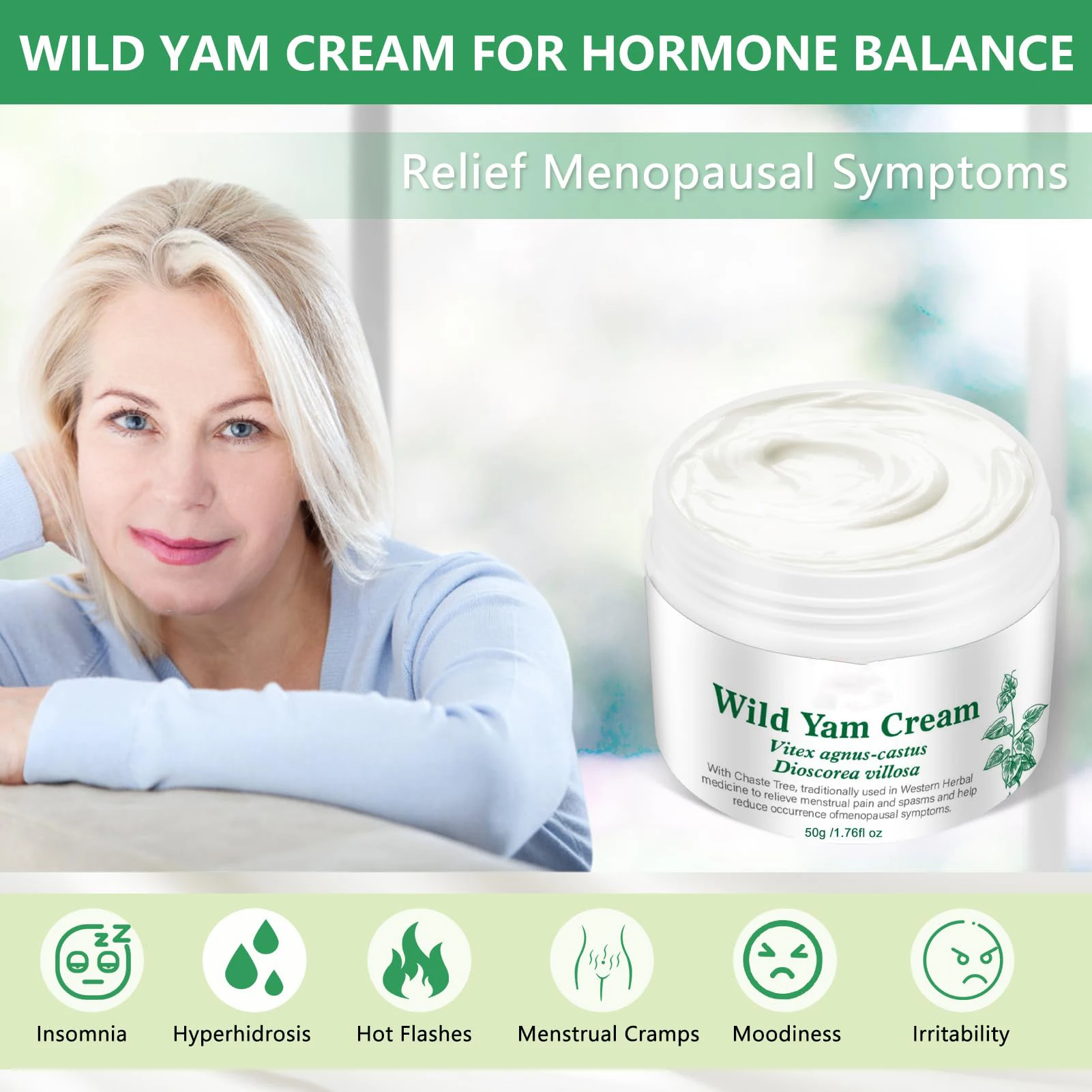 Private Label Wild Yam Face Cream For Skin Care Moisturizing Cream Natural Organic Best Facial Cream Jar For Hormone Balance