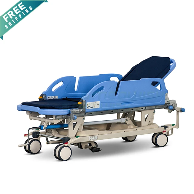 Luxurious hydraulic adjustable abs handrails operating room transfer bed hospital emergency transport patient stretcher price