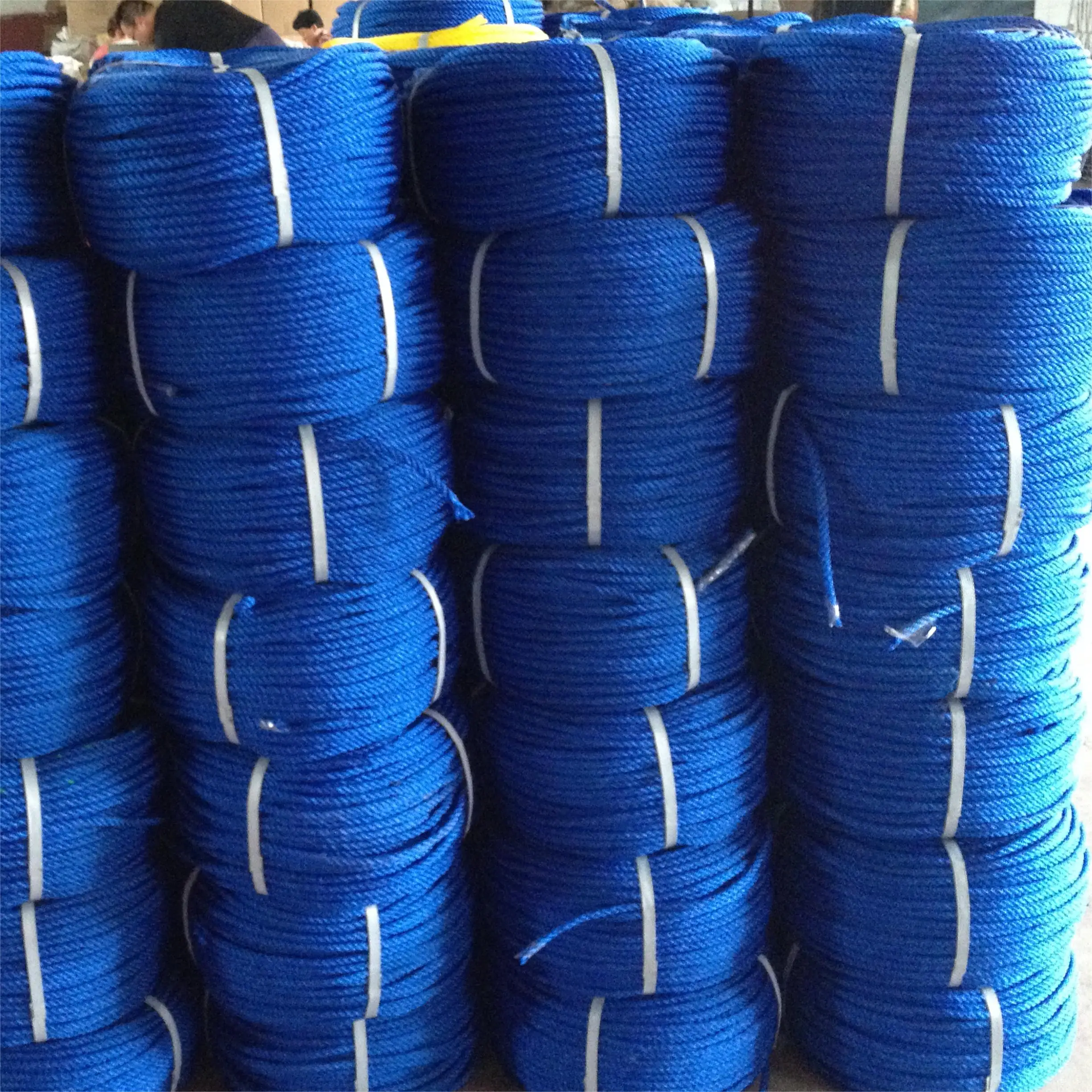 Fishing Rope 100 M /Roll  Plastic Packaging Rope PP/PE Twisted Cord 3/4 Strands Yellow/Black