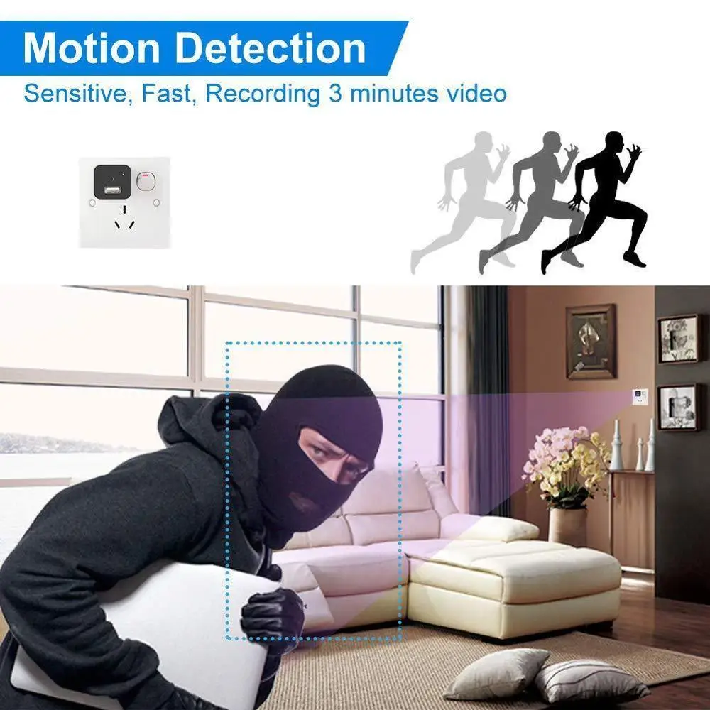 Camera USB Charger HD 1080P Nanny Cam with Motion Detection for Home Security