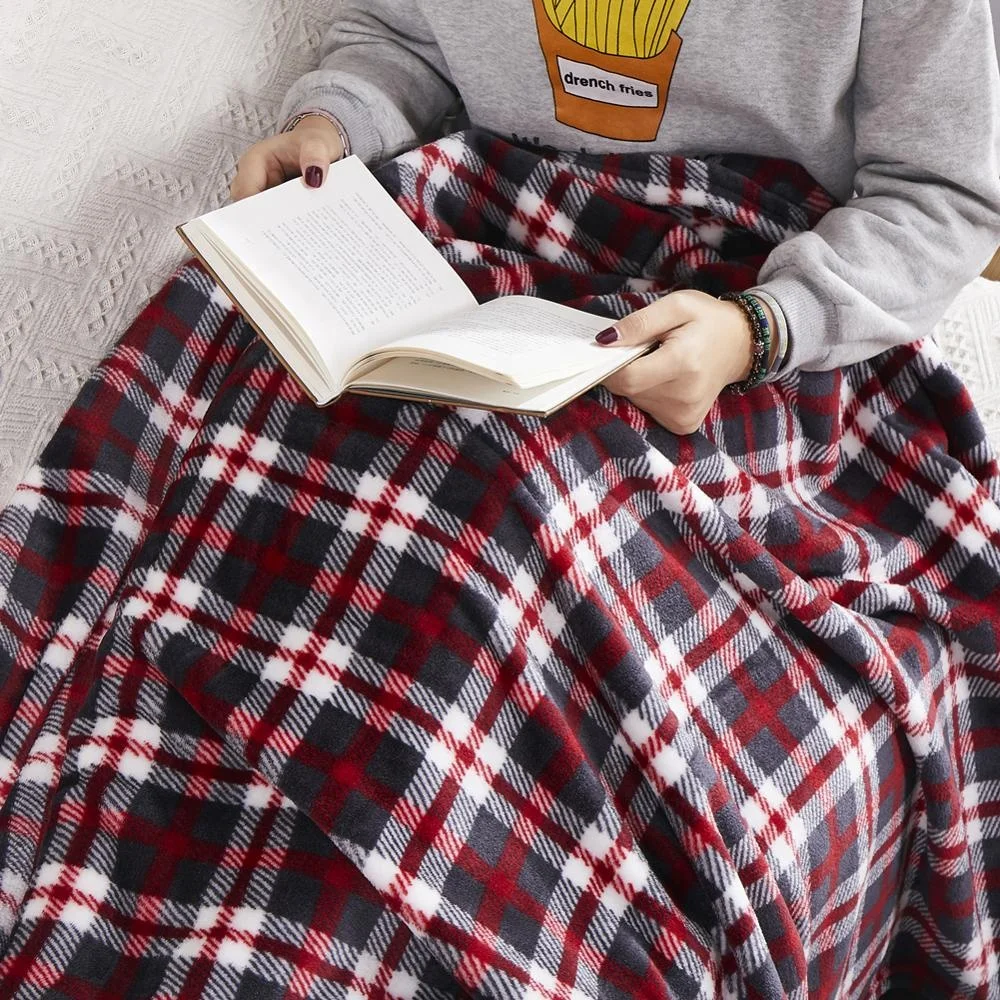 Factory Directly OEM Accept Dark Color Plaid Flannel Fleece TV Christmas Bed Throw Blanket Christmas Gift Flannel Bed Blanket