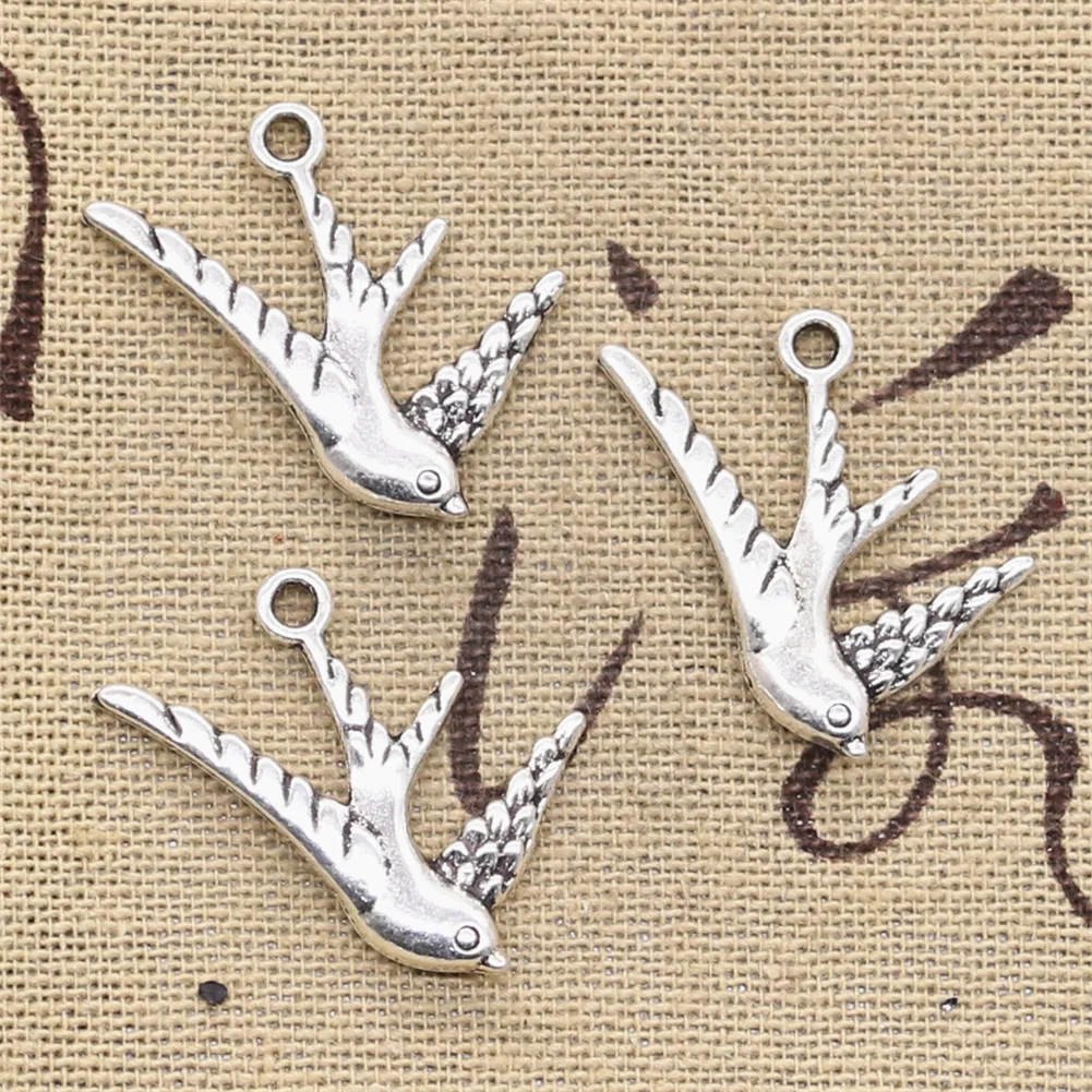 Charms flying swallow bird 26x25mm Tibetan Silver Color Pendants Antique Jewelry Making DIY Handmade Craft