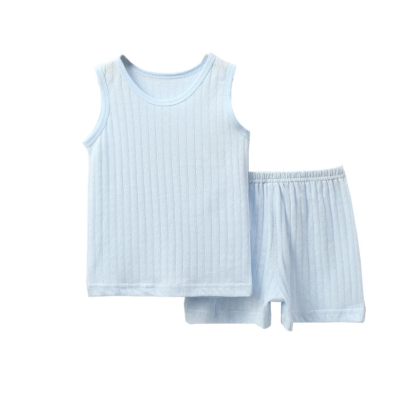 Летний комплект из жилета и шортов из 100% хлопка, комплекты одежды для новорожденных девочек и мальчиков, детская одежда