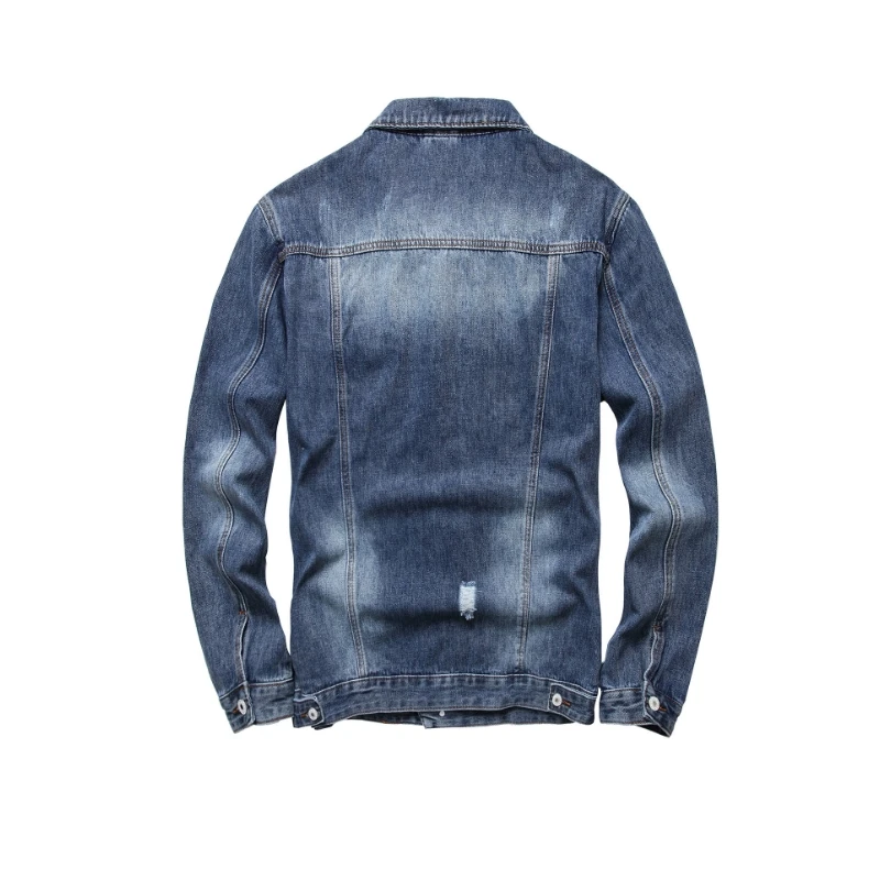 2022 autumn European and American ripped fashion teenager denim jacket personality denim jacket for man