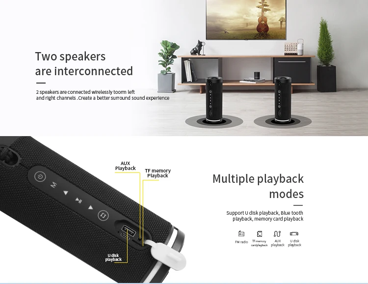 E12 IPX6 Водонепроницаемый 10 Вт высокомощный наружный портативный karoke midrange глубокий бас tws-динамик с микрофоном