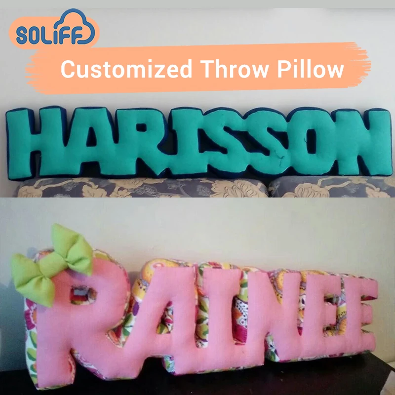 Fluffy Stuffed Custom Logo Original design soft plush material letter pillow for decorative