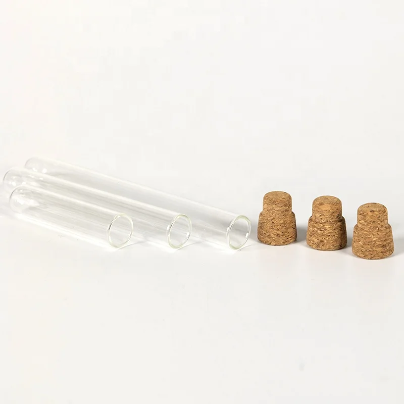 D15mm amber&clear Borosilicate glass tube with airtight wooden cork for dry flower&candy&spices