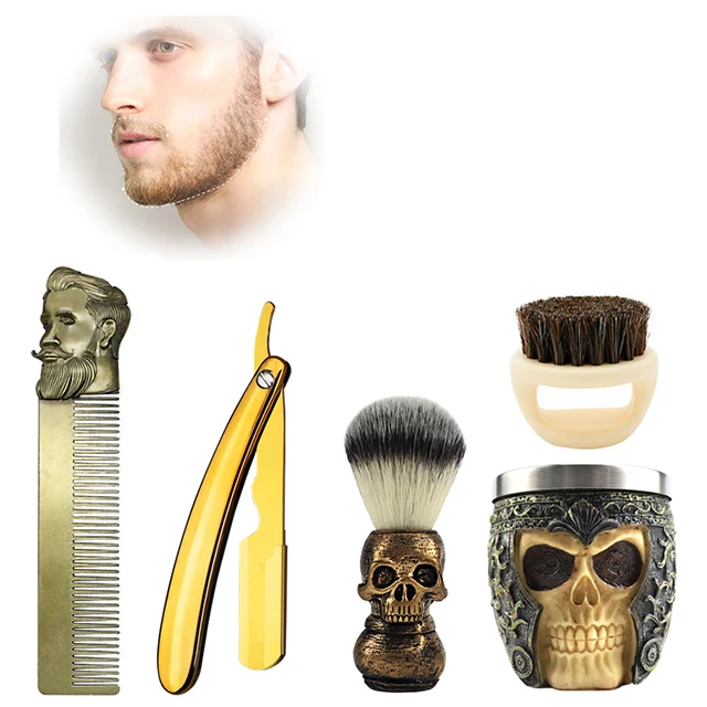 Мужской бритвенный набор с частным логотипом черепа в стиле ретро Бритва для усов