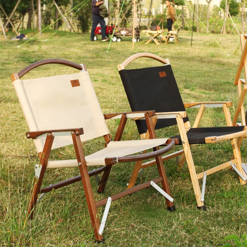 2022 Outdoor Furniture Oxford Lightweight Portable teak wood frame folding fishing beach camping chair