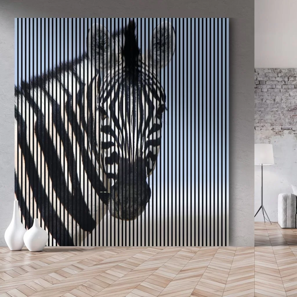 MDF Akupanel Wood Slat Acoustic Cladding  Animals Printing Panels For Living Room Interior Wall