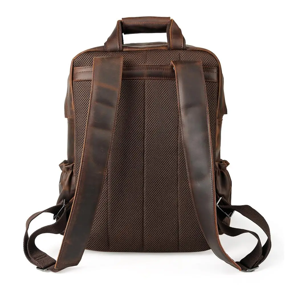 New Arrive Large Capacity Retro Real Genuine Leather Bag 15.6 inch Laptop Backpack Leather Traveling Backpack bag for Men