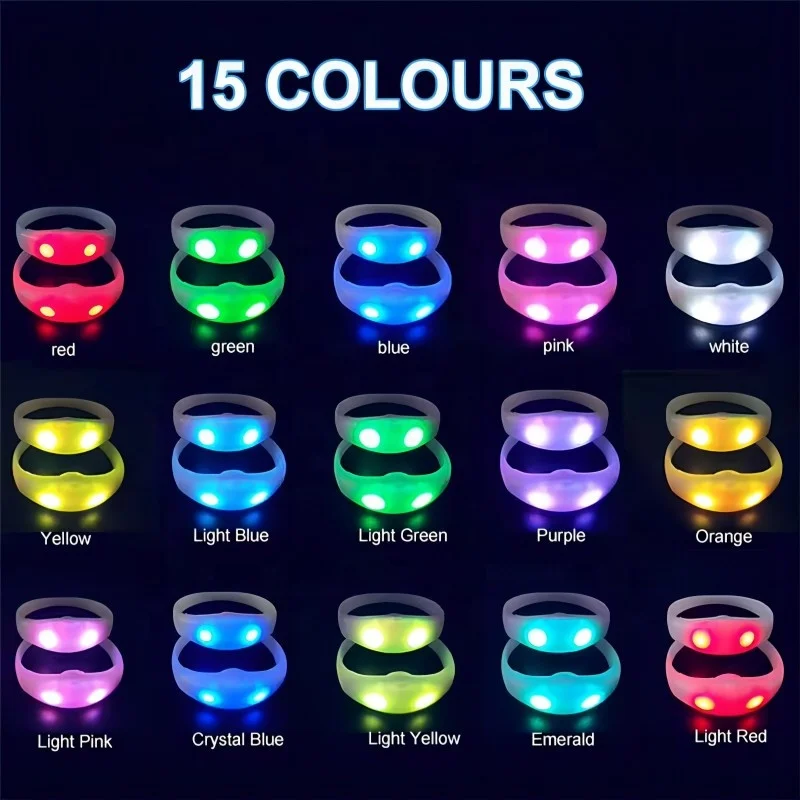 HOT 2024 Wedding party Glowing Flashing Sound Control RGB Lights in the Dark Night DMX remote controlled LED Wristband Bracelet