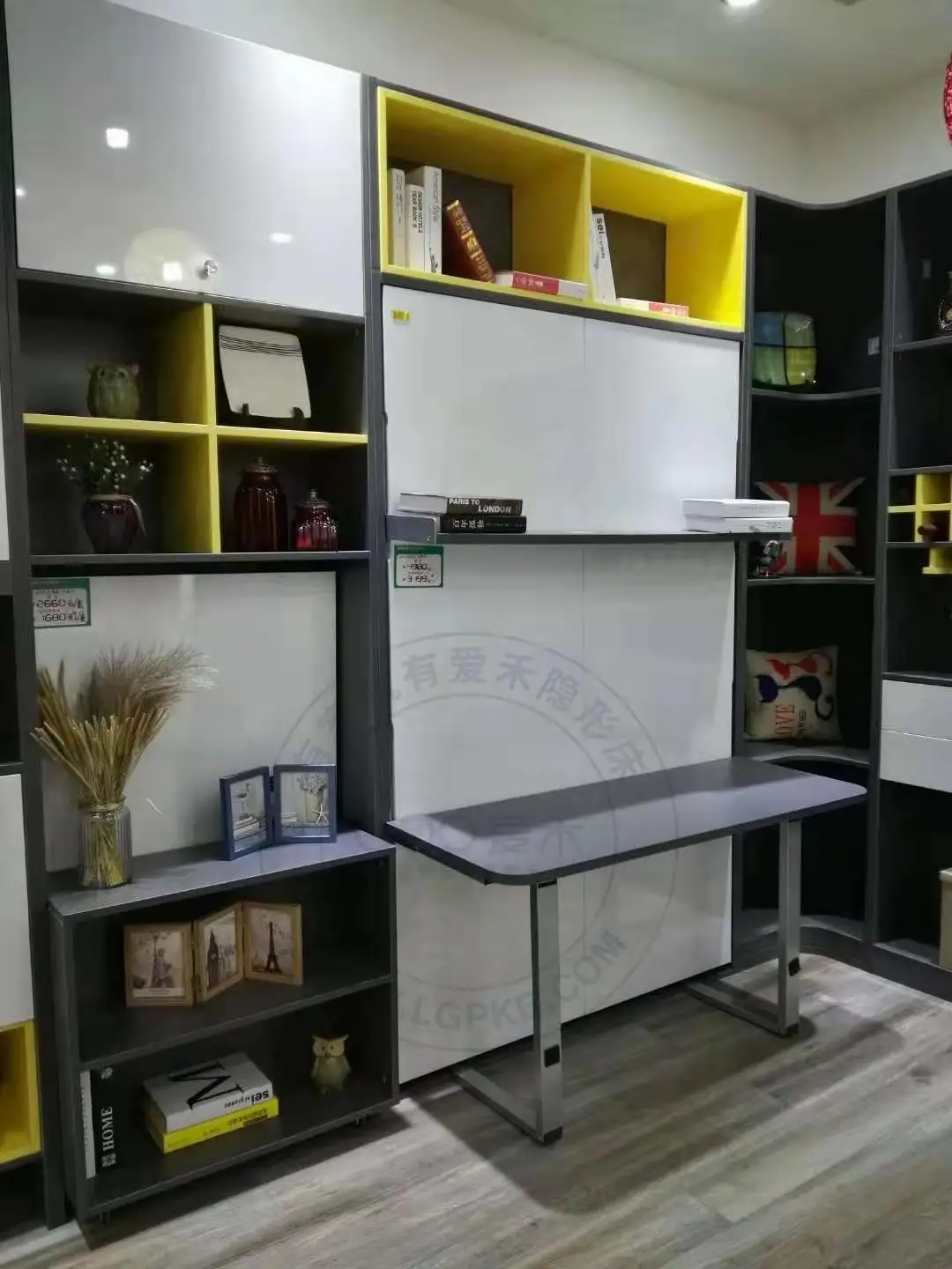 Motor driven side mount wall mounted bed horizontal pull down murphy single beds cabinet for sale murphy wall bed