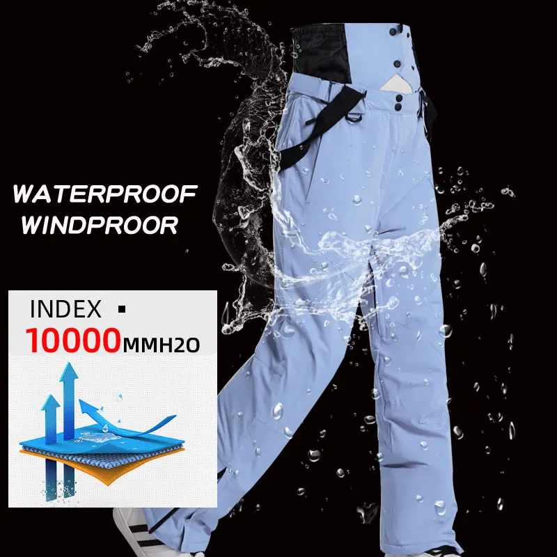 High Quality Men Women Ski Pants -30 Degree Outdoor Windproof Waterproof Warm Snow Trousers Winter Ski Snowboarding Pants