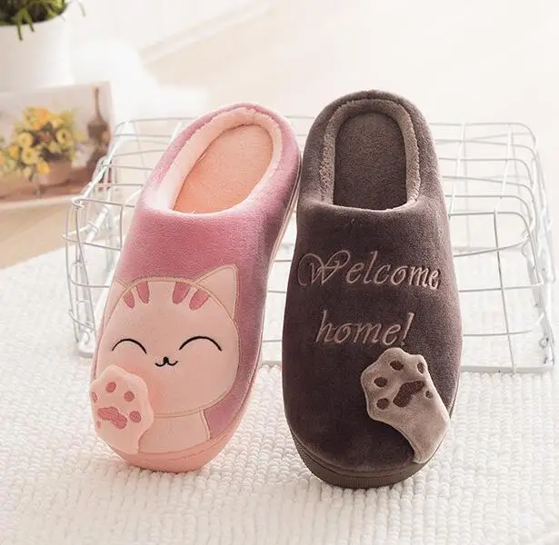 Indoor Cosplay Adult Animal Shoes Sweet Home Cat Stuffed Plush Winter Slipper