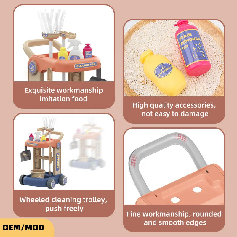 35pcs DIY Cute Sanitary Ware House Keeping Hand Carts Trolleys Role Play Pretend Play Kids Cleaning Toy Set Kitchen toy