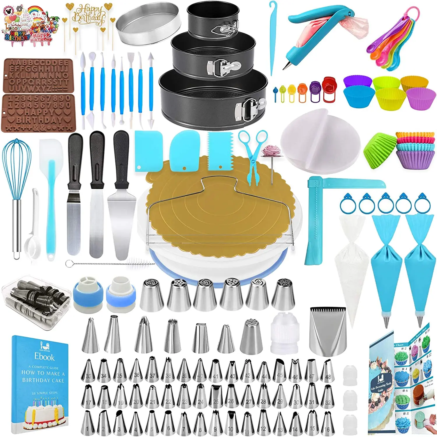 512 pcs Color cake tools accessories for cake turntable tips cake baking mold turntable decorating Russian Tips baking tray set