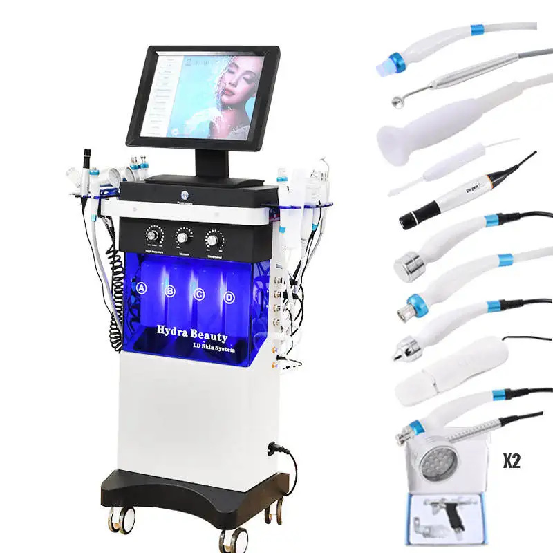 14 In 1 Oxygen Jet Peel hydra Water Facial Machine With Diamond Dermabrasion Tips Facial Spa Machine For Skin Care