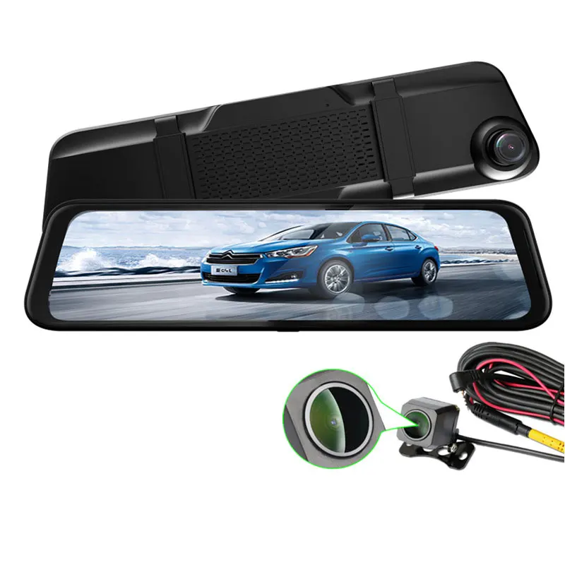Manufacture Car Video Recorder 2K Dual Lens Dvr Dash Cam 12 Inch Touch Car Camera Stream media  Rear View Mirror Car Dash Camera