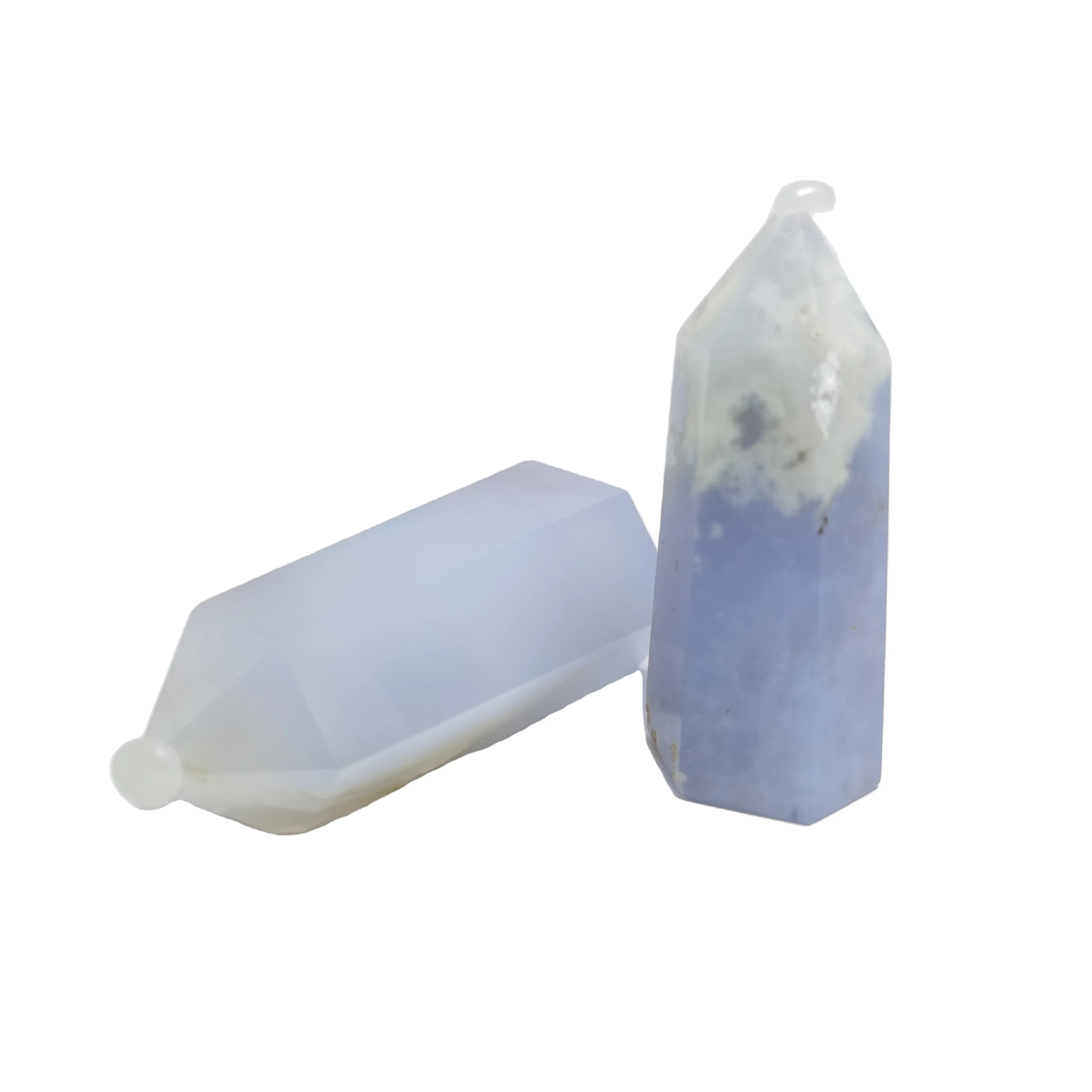 
High Quality Blue Chalcedony Point Nature Tower Crystal Decoration For Healing 
