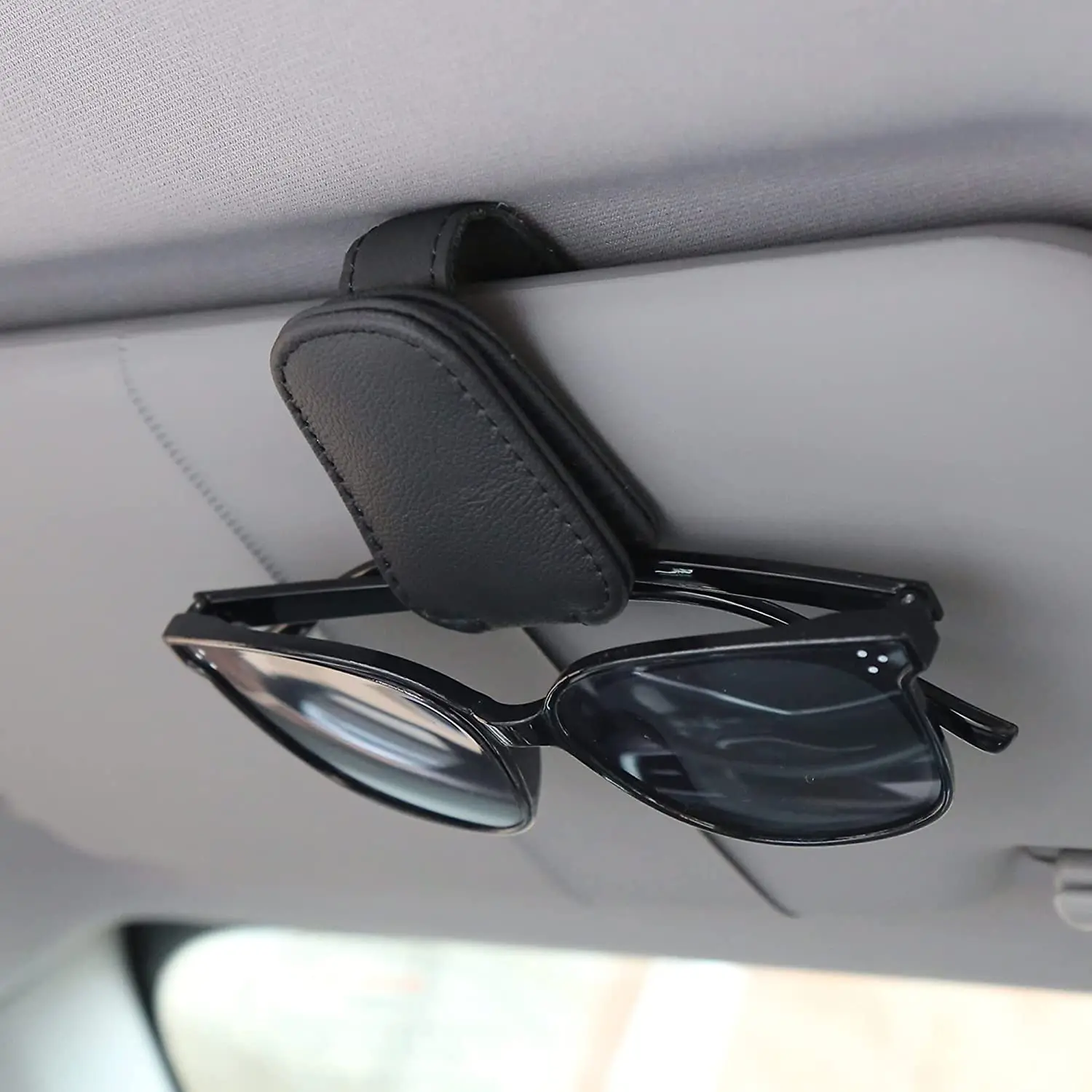 Magnetic Leather Sunglasses Holders for Car Sun Visor Glasses Eyeglass Hanger Clip for Car