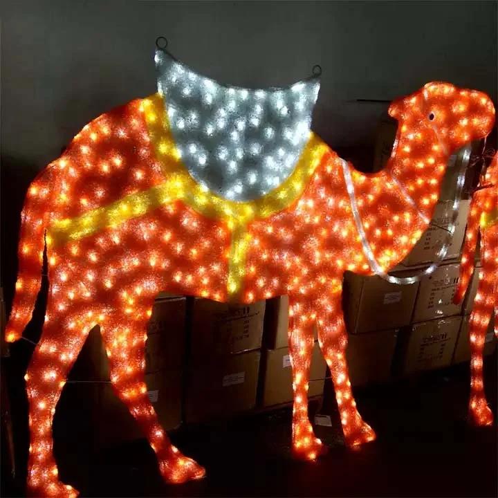 Holiday Giant Outdoor Decorations LED Large 3D Camel Sculpture Motif Lights