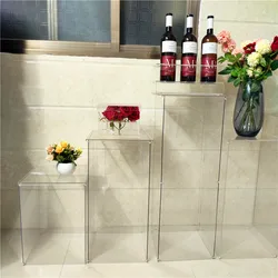 Latest Square Clear Acrylic 5 Tiers Wedding Decorative Acrylic Cake Display Stand For Christmas Event Wedding Arrangement