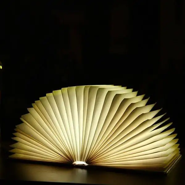 Wooden Book Light,Novelty Folding Book Lamp Folding Night Light USB Rechargeable Wooden Table Lamp