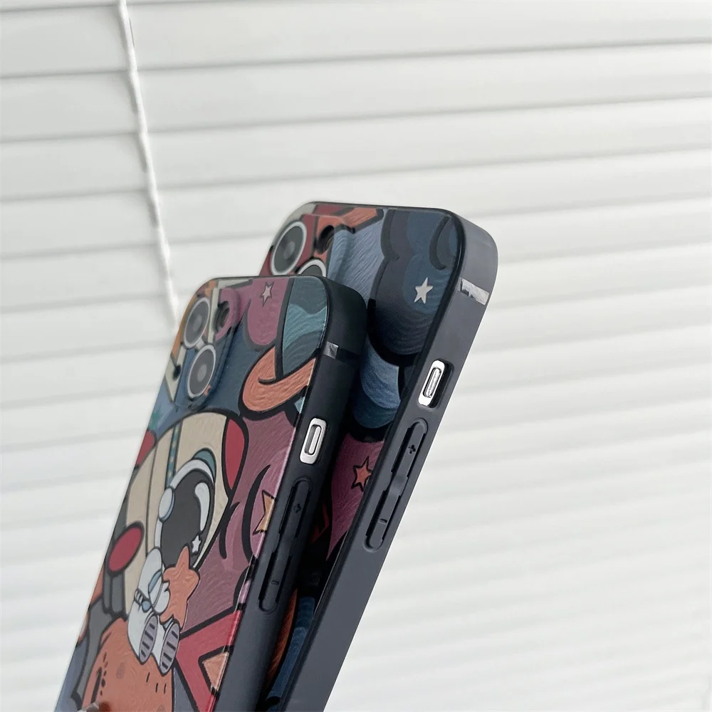 Hot sale oil painting style graffiti astronaut drop mobile phone case for iPhone XR XS 7p 8p 10 11 12 13 pro max