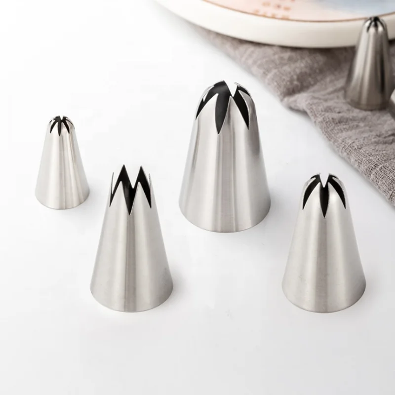 Насадка из нержавеющей стали с открытой звездой, кондитерские инструменты для печенья, Кондитерские насадки для глазирования, украшение торта, кекс, среднего размера 910017