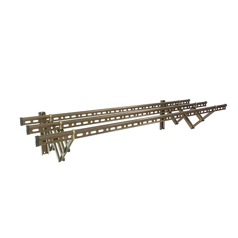 Hot sale in 2021 2M 3-bar or 4-bar champagne silver aluminum alloy outdoor wall hanging push-pull clothes hanger