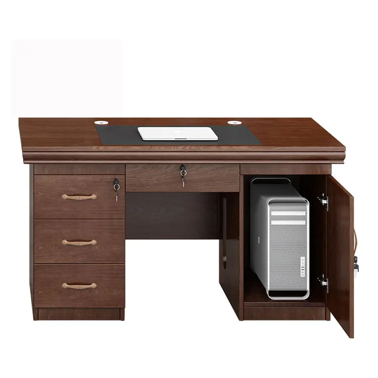 OEM high-end office furniture modern manager writing desk with wire box president boos executive table