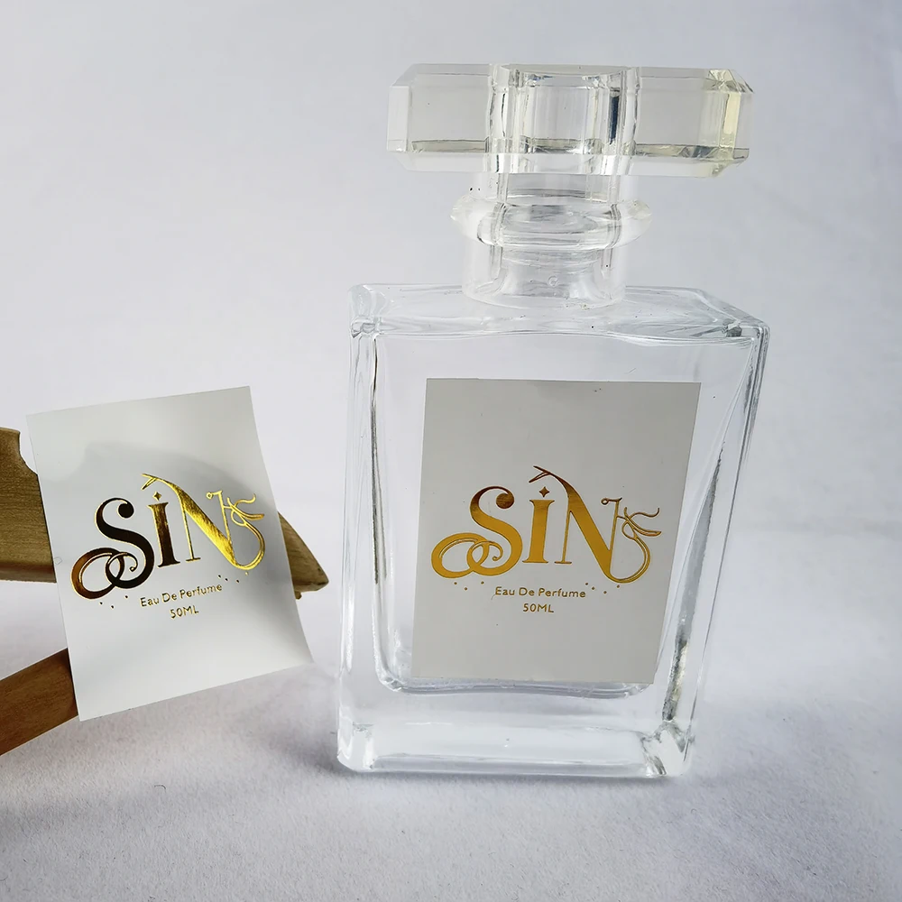 Custom Luxury Printing Glossy Sticker on Perfume Bottle Gold Foil LOGO Cosmetic Bottle Label