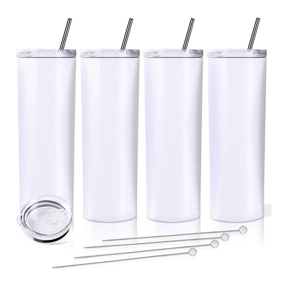 Leak proof slim glitter sublimation stainless steel Cup skinny tumbler with straw and lid