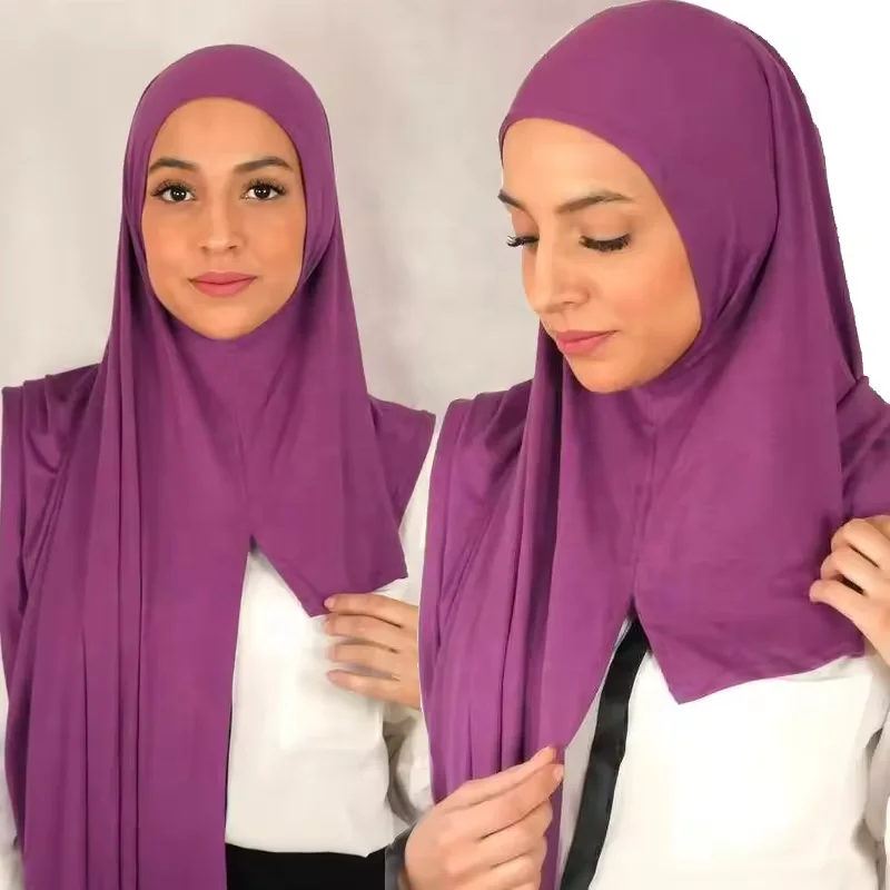 custom fashion one loop instant cotton jersey hijab ready to wear scarf shawls premium stretchy jersey scarf instant hijab