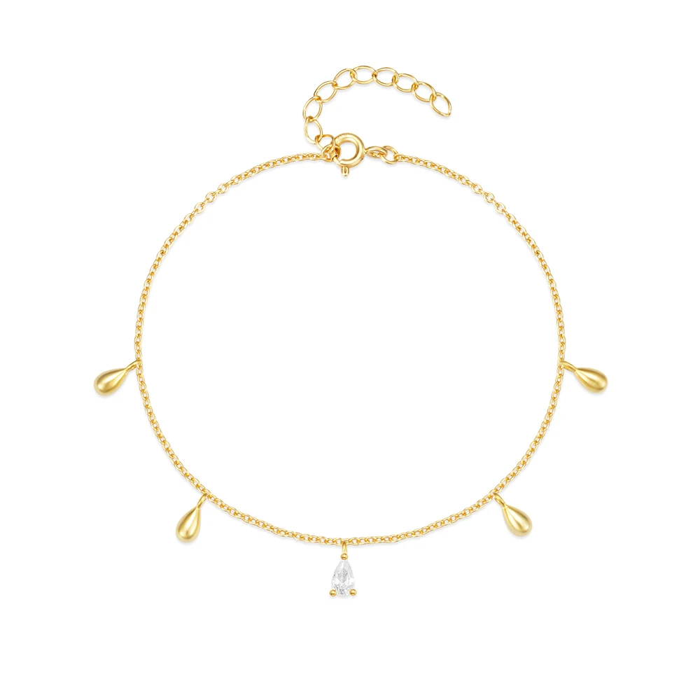 Minimalist Jewelry 925 Sterling Silver 18k Gold Plated  Vermeil Summer Ocean Tiny Petal Anklet Bracelet for Women