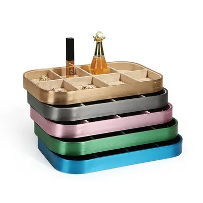 New design High End Microfiber Ring Bracelet Charms Display Metal Jewelry storage Decorative Tray