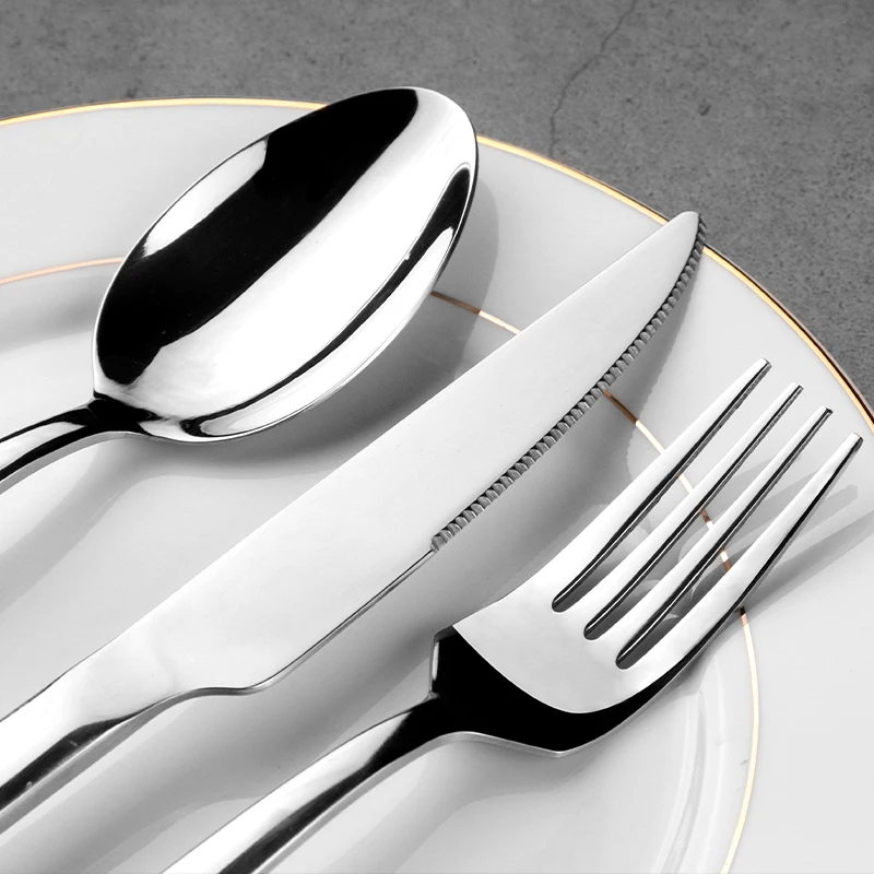 Premium Mirror Polished Inox Silver Flatware Hotel Knife Spoon Fork Cutlery Set Stainless Steel