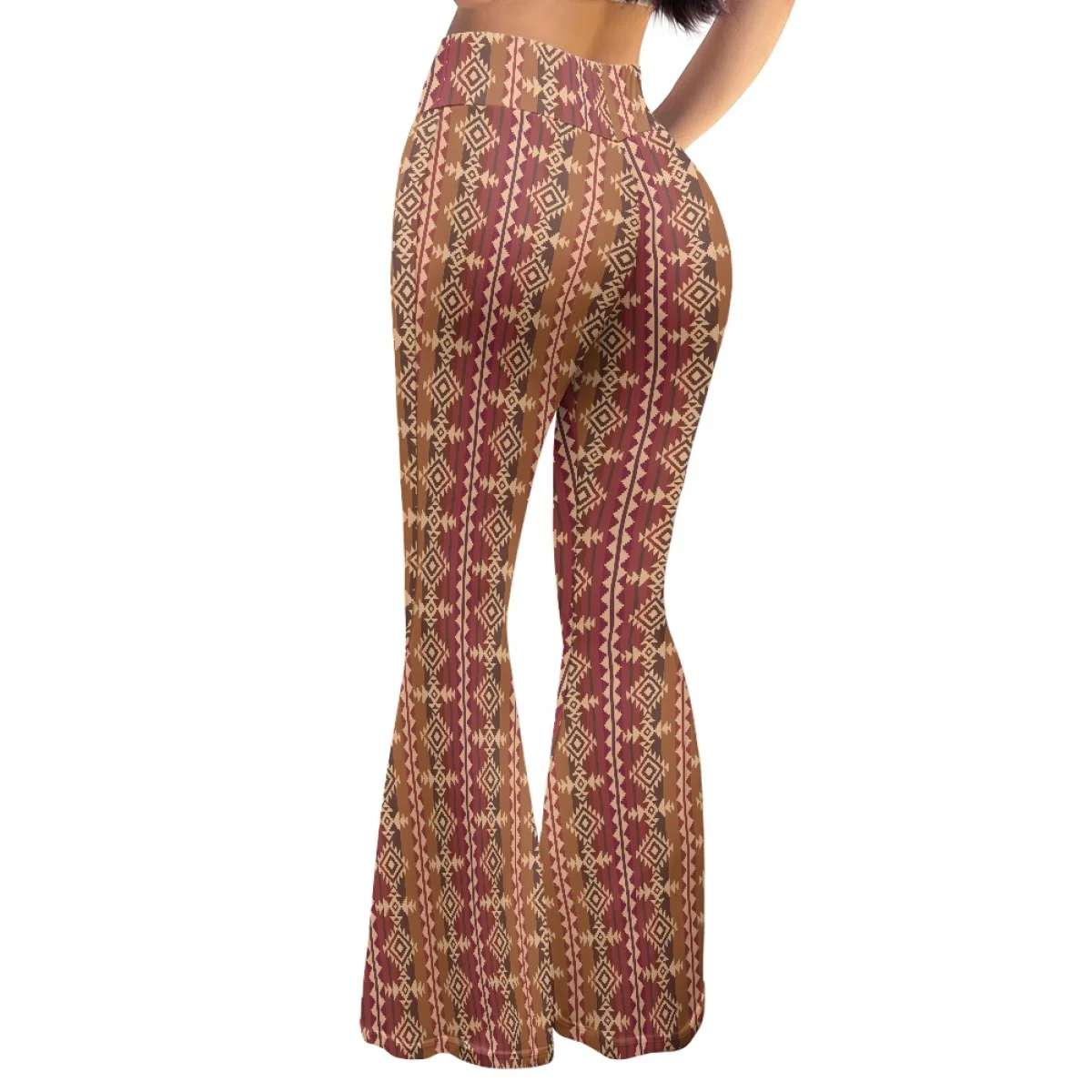 Fashion Custom Bohemia Aztec Art Print Breathable Leggings Pant Yoga Gym Streetwear High Waist Bell Bottom Flare Pants For Women