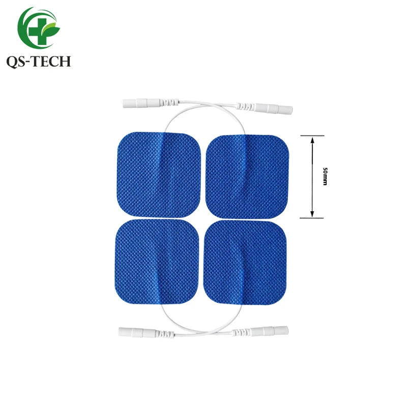 QS-TECH tens unit massage pads Reusable Replacement self adhesive electrode gel pads 50x50 mm