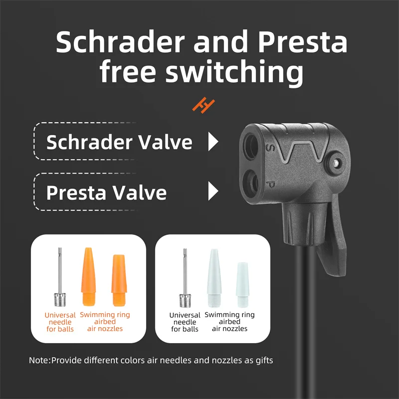 WEST BIKING 160PSI High Pressure Bicycle Detachable Pump Multi-Use Valve Cycle Pump Solid And Durable Aluminum Alloy Bike Pump