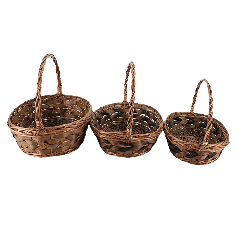 Wicker storage baskets with handles for Christmas gifts Handmade gifts wicker fruit empty gift baskets