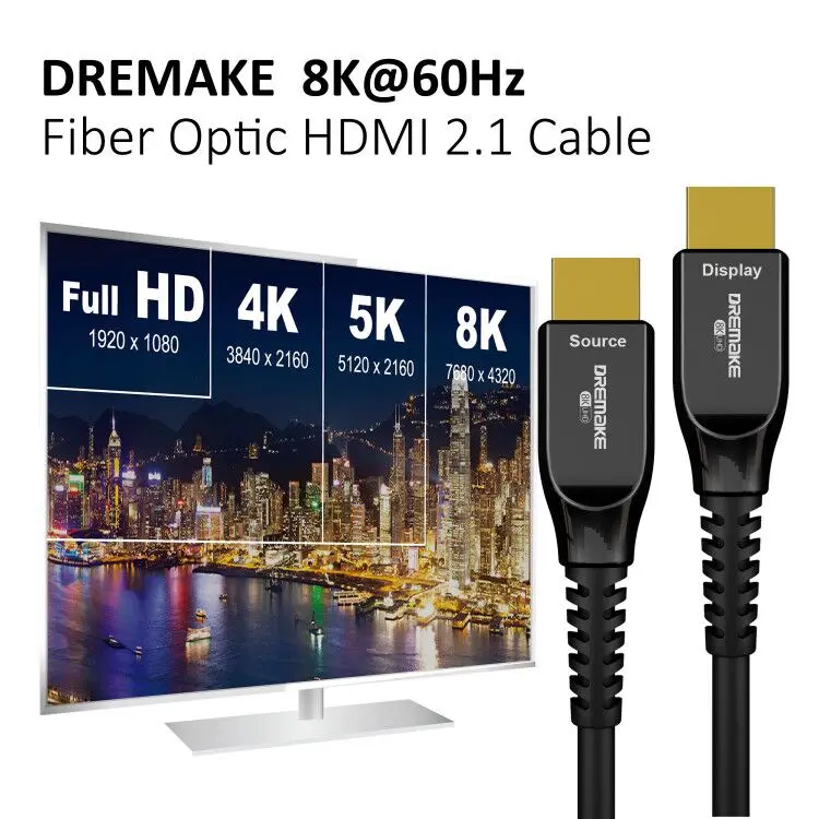 Hdmi-кабель 100 м 8K 2 1 Ultra-hd UHD 3D 48 Гбит/с AOC поддерживает HDCP2.2