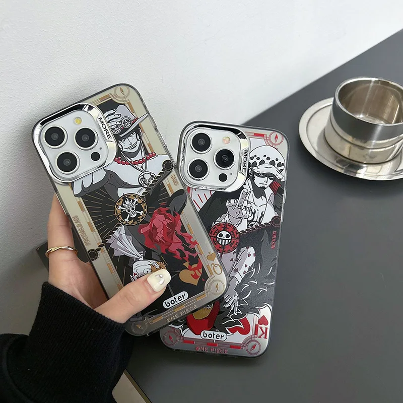 Newest Design Phone Cases For iPhone XR 11 12 13 14 15 Plus Pro Max Cartoon Anime One Pieces Zoro Ace Protector Shockproof Cover