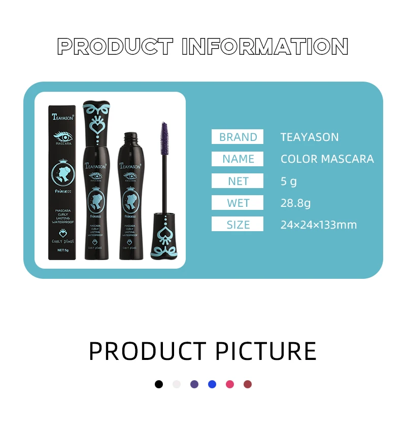 TEAYASON Eye Itembeauty Cosmetics Wholesale Makeup Naked Waterproof Mascara Private Label Colored Lashes Mascara