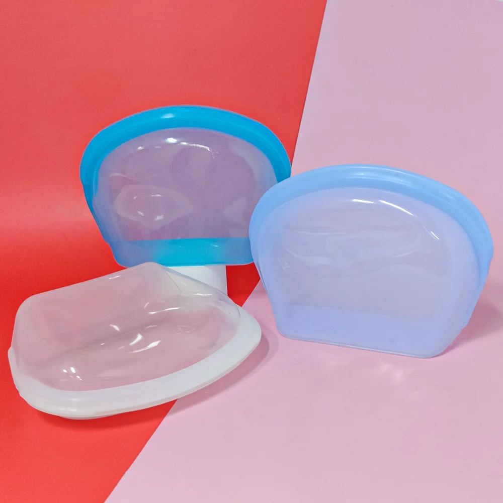 1000ML Foldable Silicone Bag Collapsable Base Stand for Easy Filling Eco-conscious Products Sett for Ice-cream Making Meal Prep