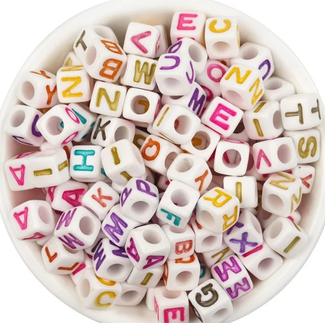 100pcs/pack English letter bead  Solid Alphabet Acrylic Beads Big Hole Silicone Beads for Handmade Making