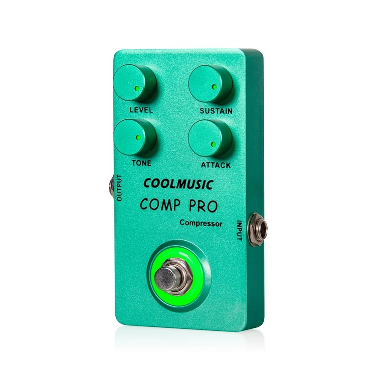 COOLMUSIC Compressor Effect Pedal True Bypass Guitar Effect Pedal with 4 Rotating Knobs and Foot Switch for Electric Guitar Bass